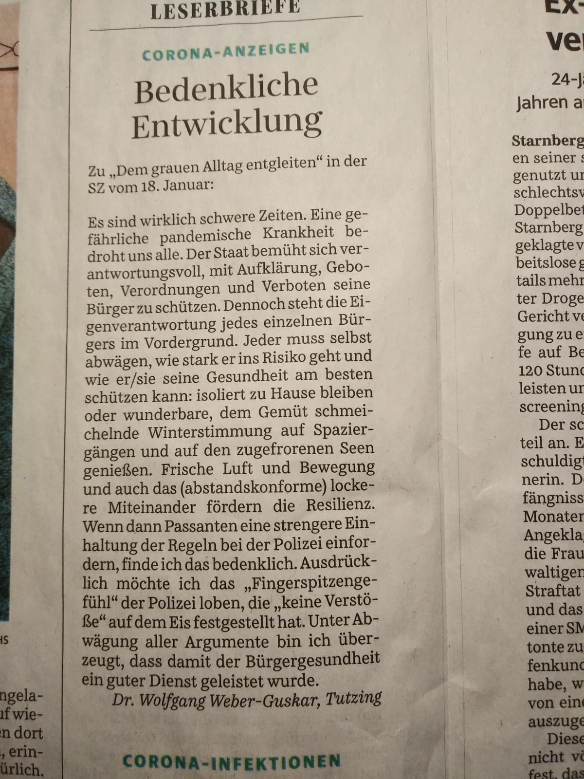 Leserbrief Starnberger SZ 23.01.2021